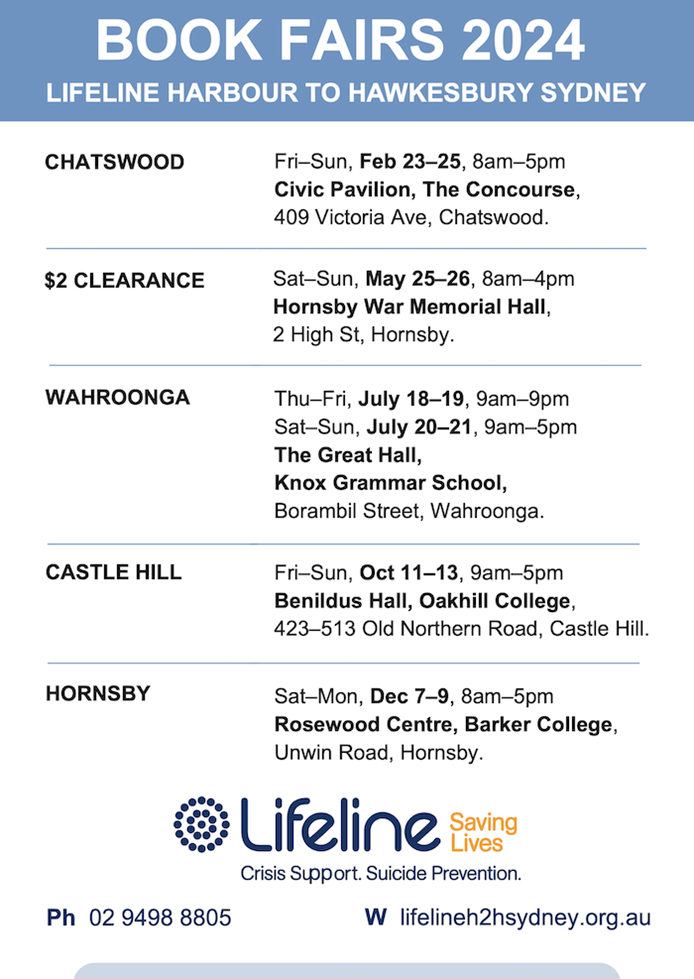 Lifeline H2HS 2025 Book Fair Dates