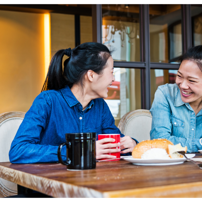 Ladies talking over coffee