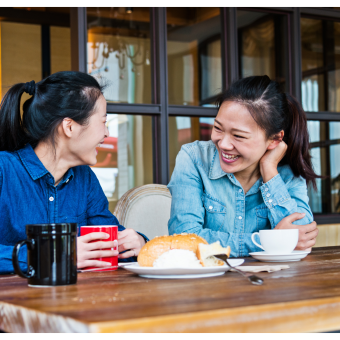Ladies talking over coffee